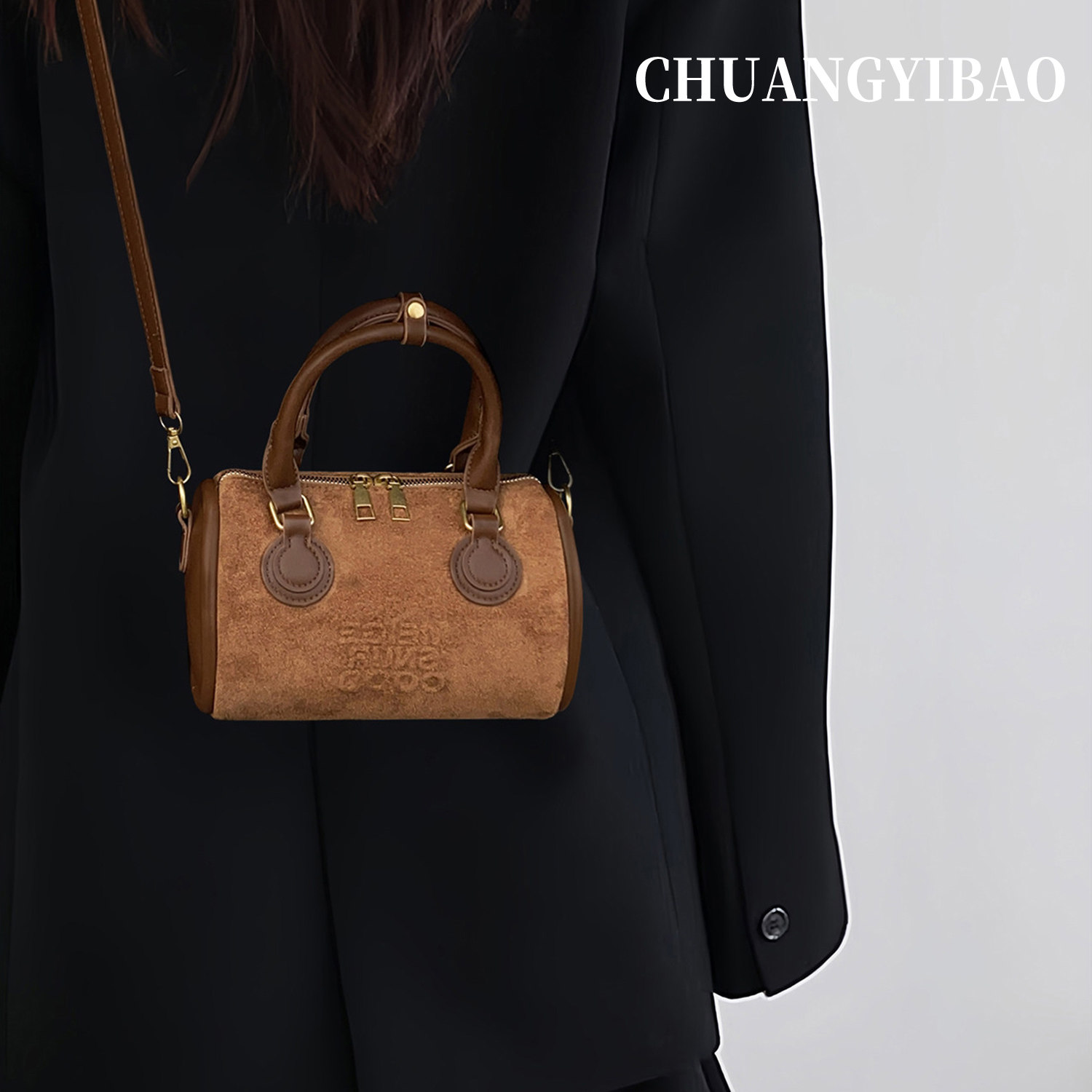 棕色麂皮超火圆筒包包女2026新款高级感轻奢小众不撞款斜挎包女包,箱包皮具/热销女包/男包,波士顿包,淘宝优惠券,粉丝福利购,淘宝优惠卷