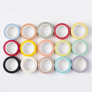 10米彩色单卷 不伤纸易撕DIY手帐贴纸胶带基础标记贴学生文具15mm 纯色和纸胶带 4003 言本文具