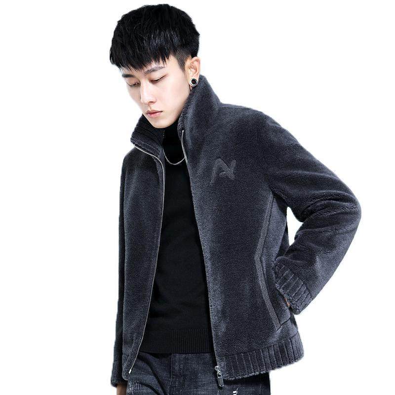 100%真羊毛2025冬新款海宁羊剪绒男外套短款颗粒皮毛一体皮草大衣,男装,皮草,淘宝优惠券,粉丝福利购,淘宝优惠卷