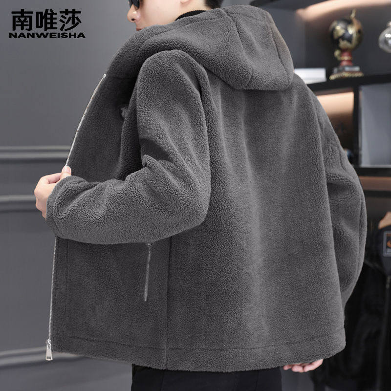 羊羔绒毛呢外套男士秋冬季加厚保暖皮毛一体休闲带帽皮草男装外套,男装,皮草,淘宝优惠券,粉丝福利购,淘宝优惠卷