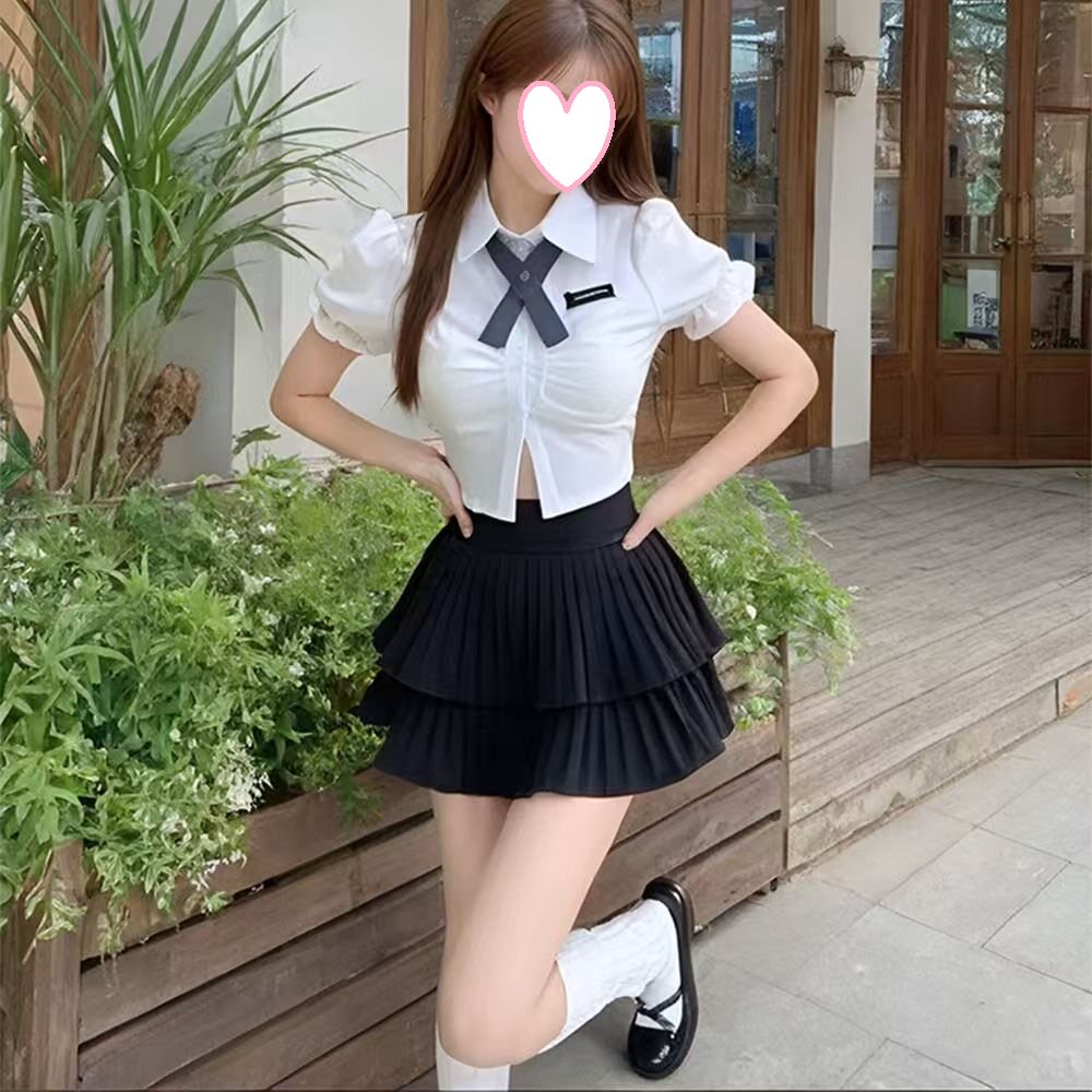 四季百褶高腰显瘦A字半身裙