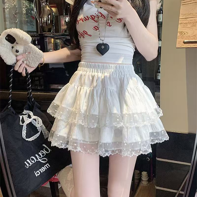 春夏甜妹蕾丝防走光蛋糕半身裙