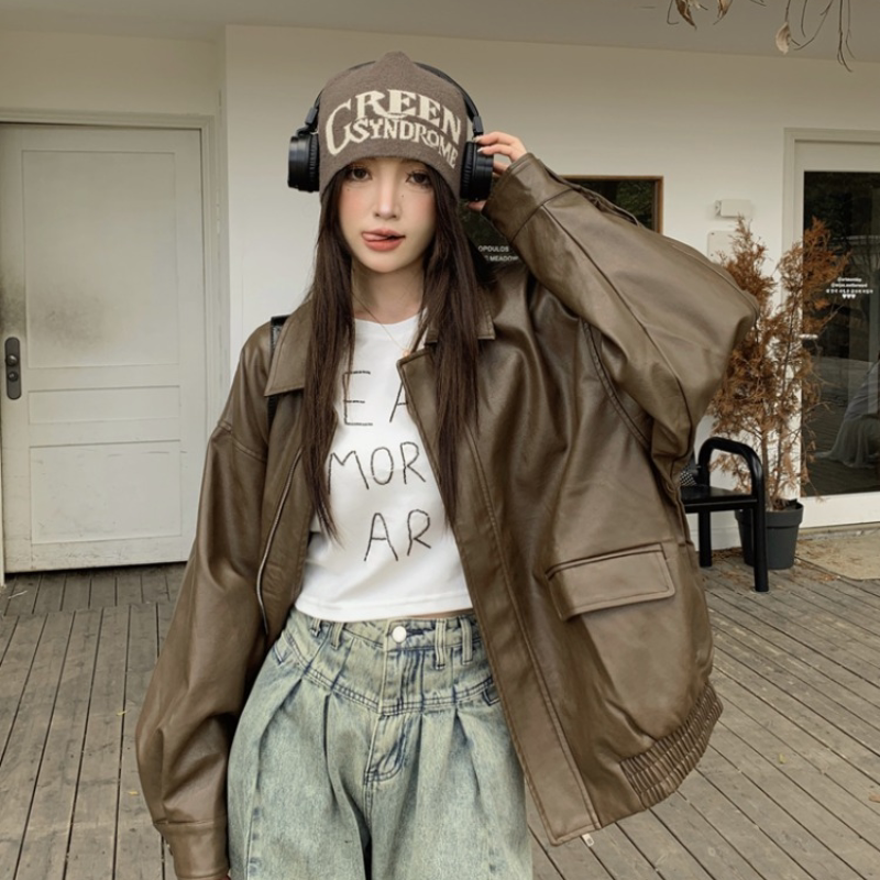 小香风皮衣女秋冬新款小个子