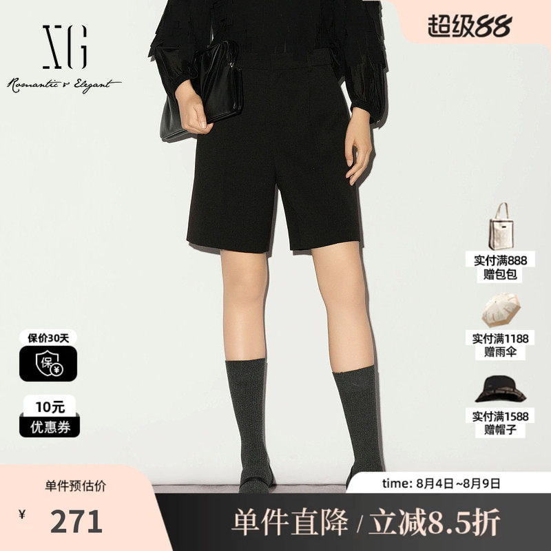 XG/雪歌XL102013A290直筒西装五分裤中裤阔腿外穿通勤休闲短裤女