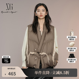 XG/雪歌XK306001A643盘扣设计羽绒马甲2025秋季新款中长款外套女