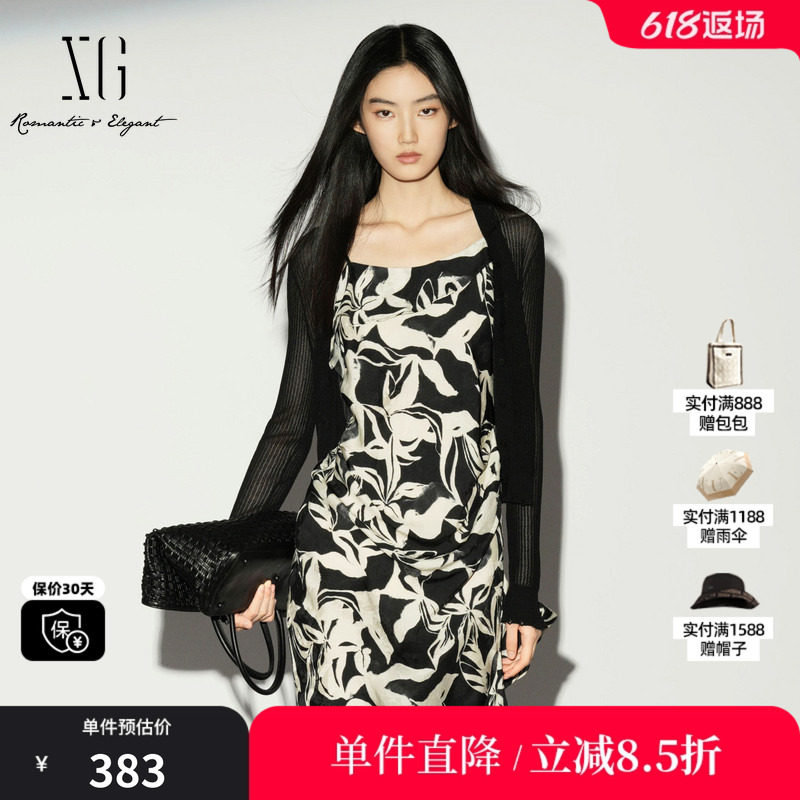 XG/雪歌XL211006A190黑色V领修身长袖毛针织衫薄款休闲开衫罩衫女