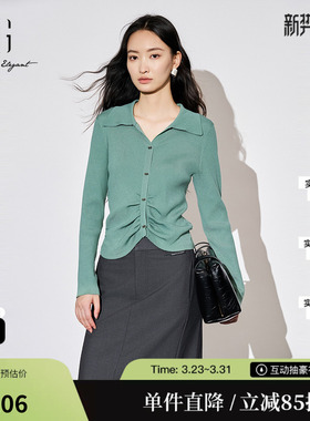 XG雪歌XJ311031A445褶皱设计毛针织衫时尚秋季新款收腰短款毛衫女