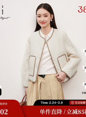 XG雪歌XK107030A191米白色长袖短外套2025春季新款短款圆领外套女