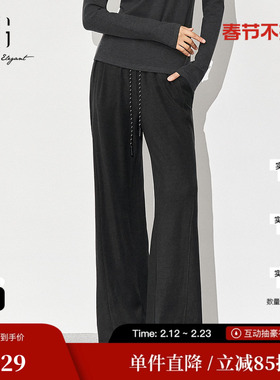 XG雪歌XL402610A883深灰色收腰休闲裤2025冬季新款宽松直筒长裤女