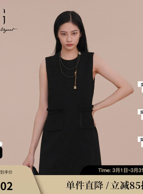 XG/雪歌XK104007A290黑色无袖连衣裙2025春季新款套头A字短裙女装
