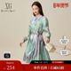 衬衫 XG雪歌XJ104025B296满版 中长裙女 春季 新款 印花长袖 连衣裙时尚