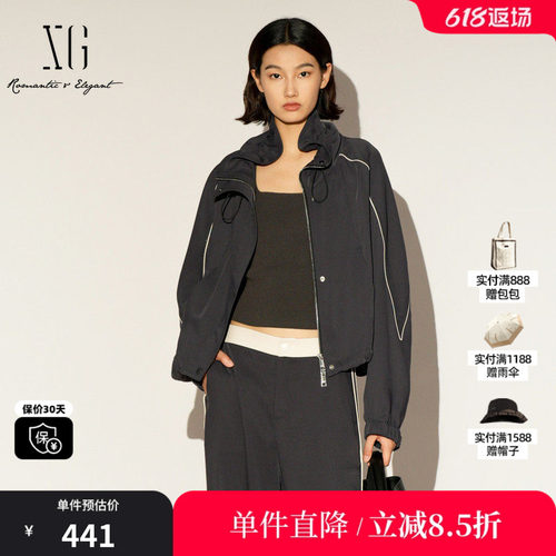 XG/雪歌XL107022A383 运动休闲短外套通勤拉链户外防风美式夹克女