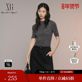 雪歌XK311015A281修身 新款 短袖 毛针织衫 2025秋季 绵羊毛毛衫 女