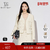 雪歌XJ307015A551小香风长袖 短外套时尚 秋季 新款 绵羊毛外套女