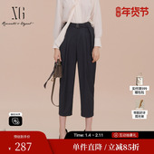 雪歌XK102008A328腰带搭配休闲裤 2025春季 新款 九分铅笔长裤 女