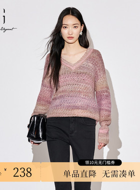 XG/雪歌XJ311033B616镂空长袖毛针织衫时尚秋季新款绵羊毛毛衫女