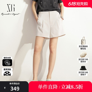 XG/雪歌XL202002A351本白色阔腿A字休闲裤通勤百搭不透色短裤女装