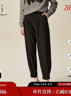 XG/雪歌XJ402041A190黑色休闲裤时尚冬季新款裤子宽松直筒长裤女