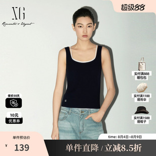 XG/雪歌XL125003A190无袖针织背心假两件拼接修身显瘦搭配吊带女