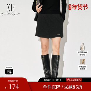 XG/雪歌XK403525A890通勤黑色宽松裙裤时尚冬季新款短款A字裙裤女