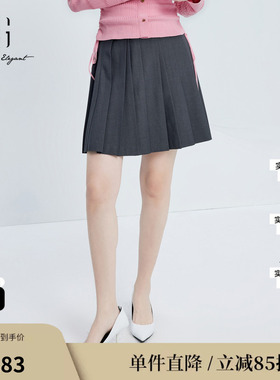 XG/雪歌XJ303002A282灰色百褶半身裙时尚秋季新款标签设计短裙女