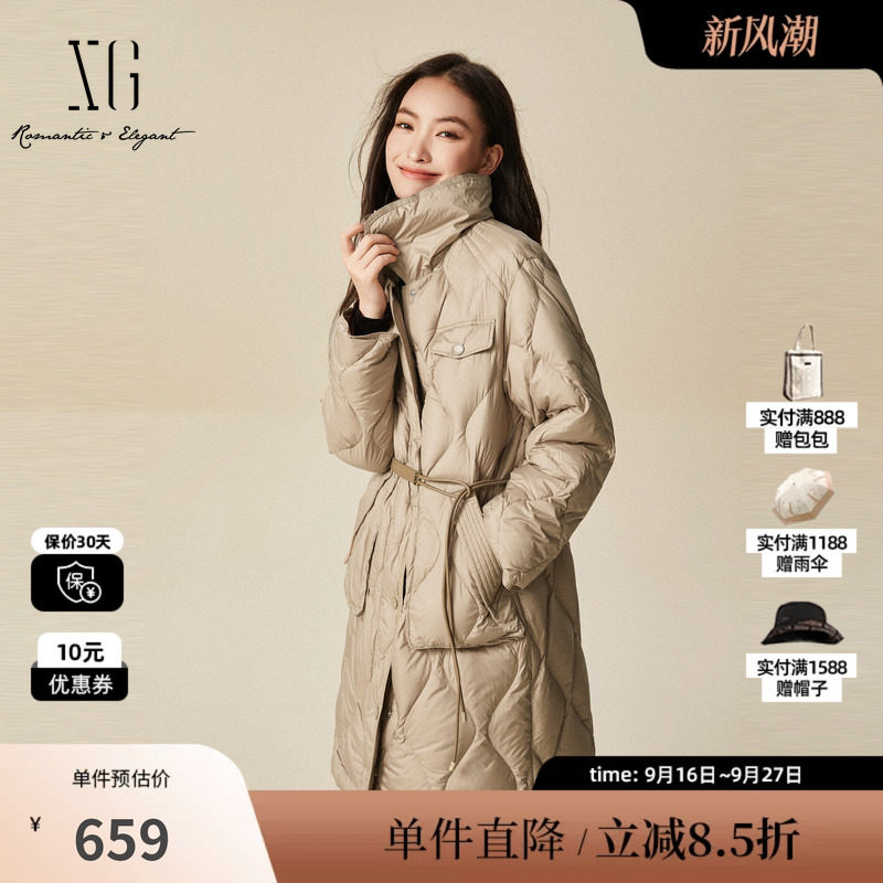 XG/雪歌XJ406070A273鹅绒羽绒服时尚冬季新款中长款加厚外套女装