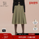 高腰A字裙女 中长款 雪歌XK103003A543军绿色半身裙2025春季 新款