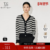 雪歌XJ411062B299镂空长袖 新款 毛针织衫 时尚 冬季 绵羊毛开衫 女