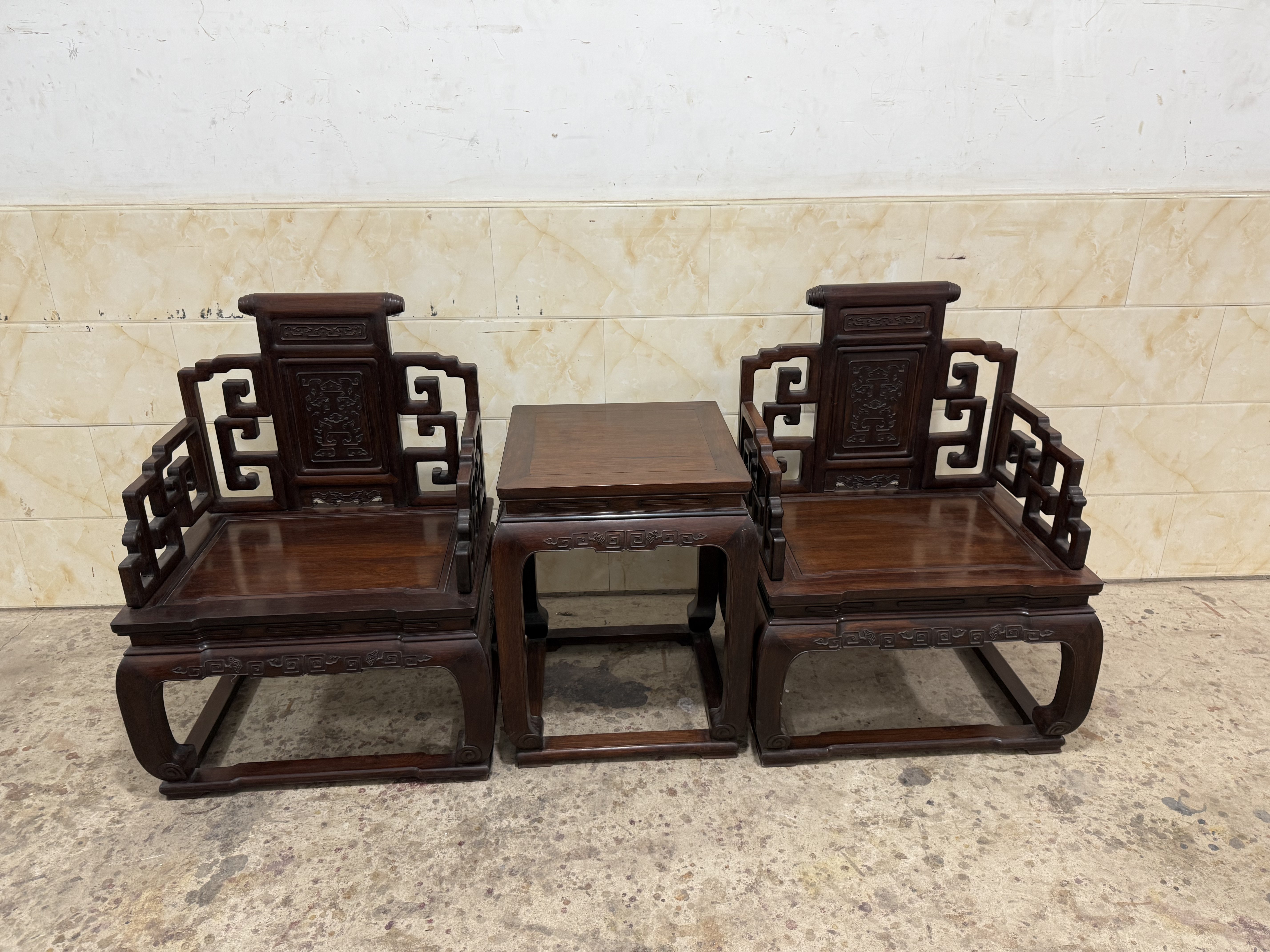 精品回流老红木清代大号书卷宝座太师椅三件套,住宅家具,红木椅凳,淘宝优惠券,粉丝福利购,淘宝优惠卷