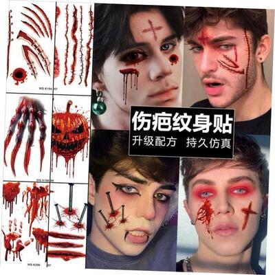 2pcs Halloween tattoo blood disposable waterproof sticker
