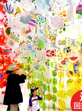 六边形环创吊饰pp磨砂彩色塑料片涂鸦绘画片教室美工角区手工材料