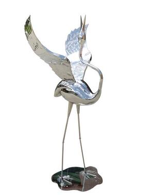不锈钢火烈鸟雕塑乡村别墅广场户外城市丹顶鹤抽象动物小品艺术摆