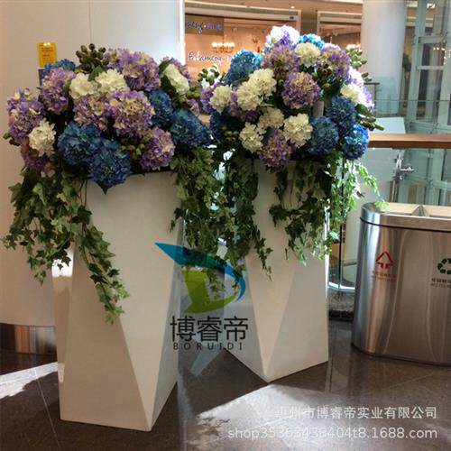大型商业美陈商场酒店别墅售楼处组合落地花钵户外菱形切面大花盆