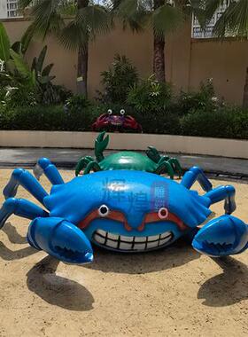 户外仿真螃蟹海洋馆酒店公园摆件玻璃钢雕塑分销一件代发