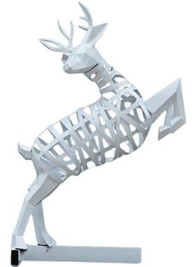 不锈钢镂空鹿摆件动物象蜗牛金属铁艺钢丝梅花鹿雕塑园林景观装饰