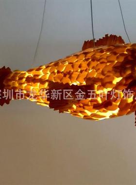 酒店KTV餐厅大堂工程灯具设计师创意个性鲤鱼型LED亚克力吊灯