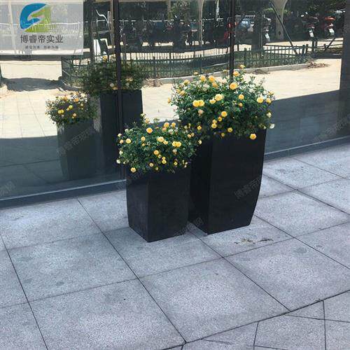 户外玻璃钢花箱方形园林花盆大型移动种植箱商场组合花钵广场花器