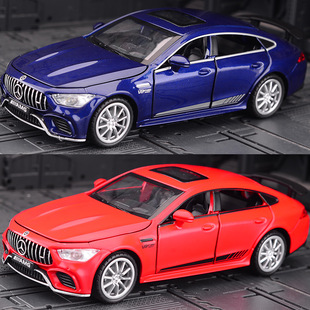 黑黄蓝红色合金奔驰gt63AMG车模型摆件会响车门能打开回力玩具车