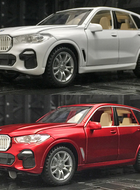 1:32黑白红色宝马X5汽车模型收藏摆件儿童合金回力玩具车门能打开