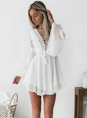 Dress Casual Long Sleeve Women Summer 2021 White Dresses
