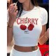 print 樱桃印花短袖 short top Cherry women sleeved for 上衣女