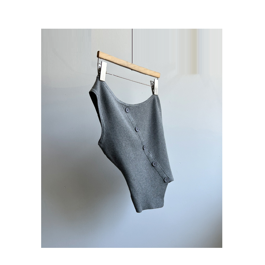 林小雅原创极简不对称舒适软糯绵羊毛斜肩背心设计感秋上衣女内搭