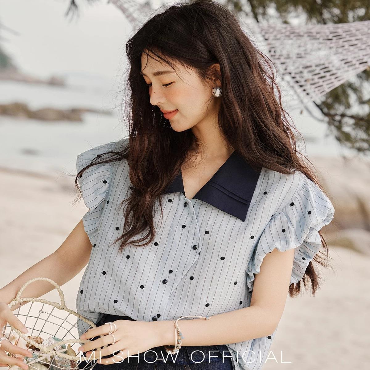 RIERAKATTERLLG2025年夏季波点刺绣衬衫女显瘦上衣设计感独特别致