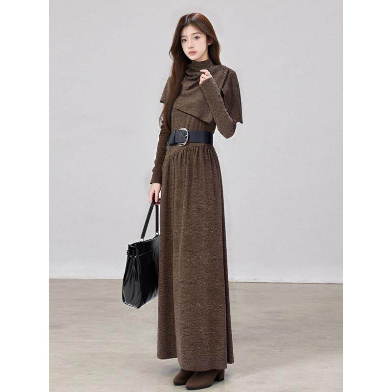 JOYIASS韩系千金感小个子穿搭一整套装裙女秋冬披肩两件套高级感