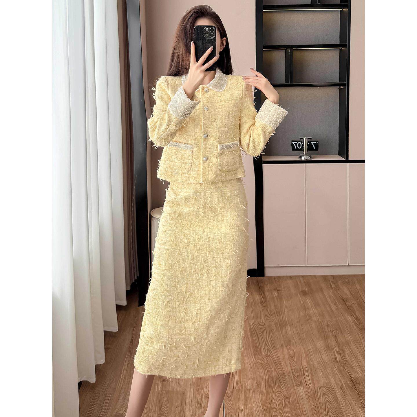 JOYIASS小香风外套千金感韩系套装裙女秋冬重工设计师名媛高级穿