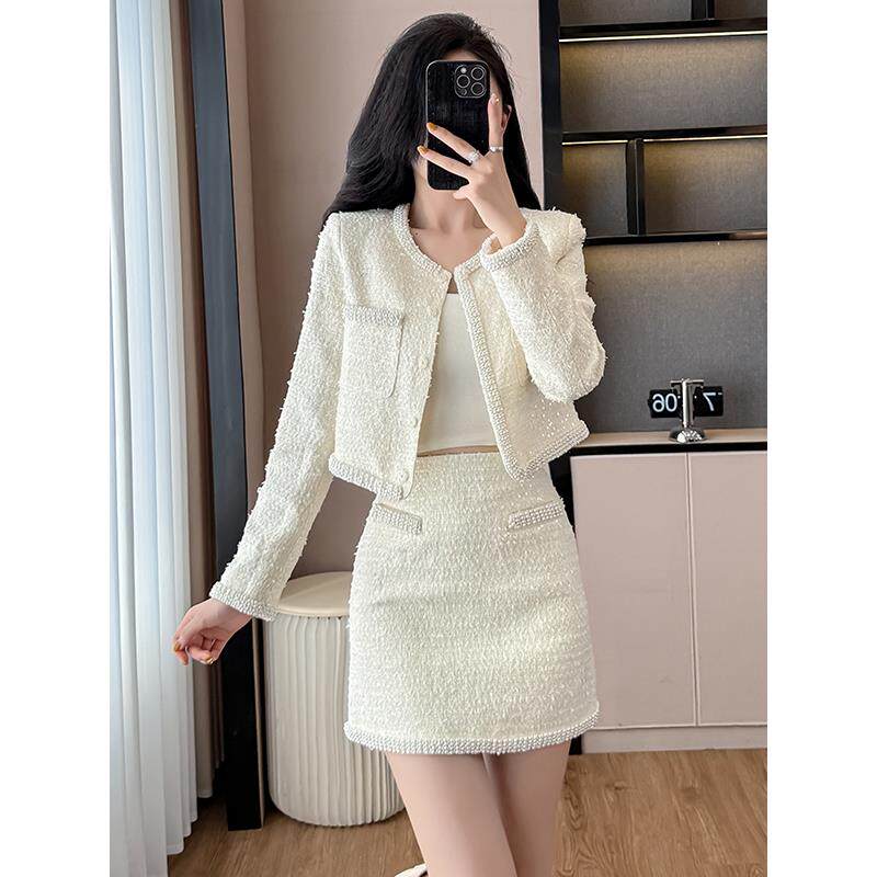JOYIASS高级名媛千金感小香风两件套女秋冬重工外套半裙韩系穿搭