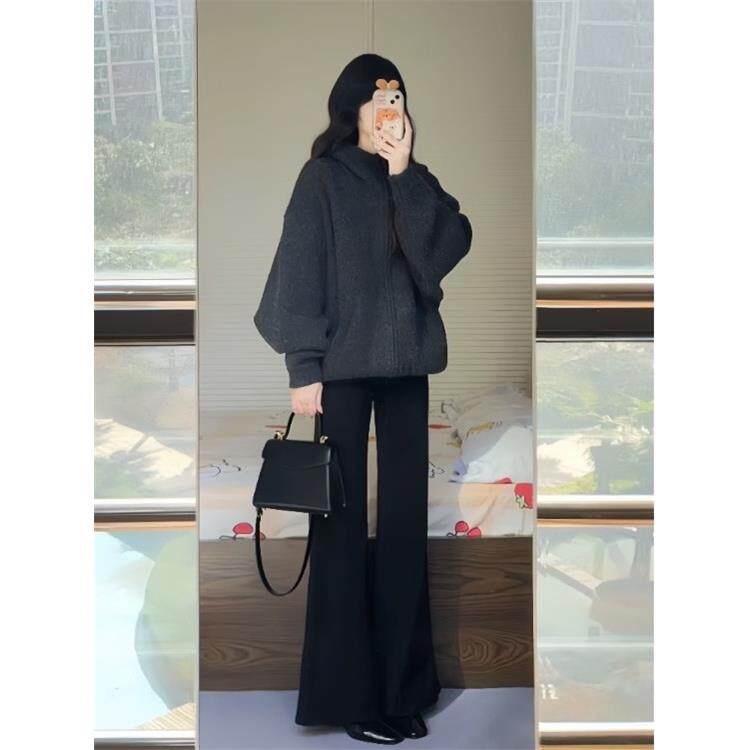 JOYIASS韩系穿搭配ootd一整套装女秋冬慵懒高级松弛感毛衣牛仔裤