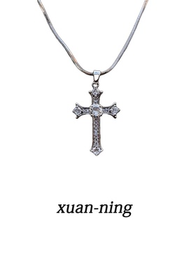 十字架吊坠项链轻奢男女蛇骨链