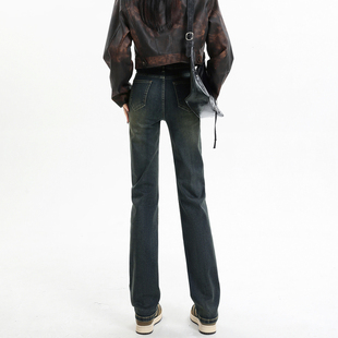 加绒直筒牛仔裤女春秋2025年新款高腰显瘦弹力薄绒百搭加长烟管裤