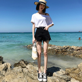 牛仔短裤 a字热裤 女2025年春夏新款 高腰宽松显瘦百搭黑色白色夏季